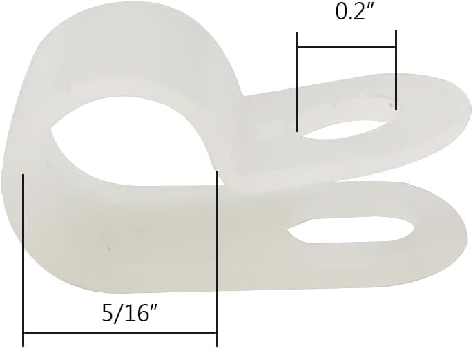 Alamic Cable Clamp R-Type Cable Clip Wire Clamp 5/16" Nylon Screw Mounting Cord Fastener Clips with Screws for Wire Management - White - 50 Pcs - Image 3