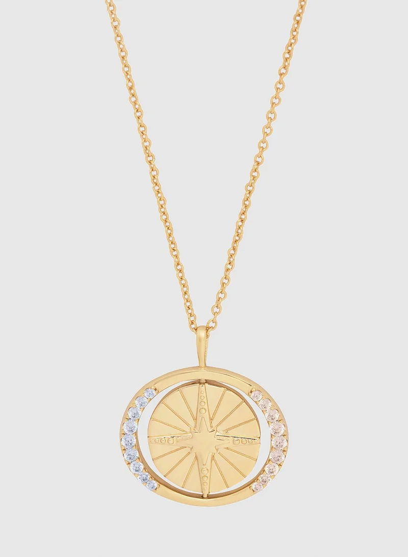 Wanderlust + co North Star Spinning Pendant Necklace