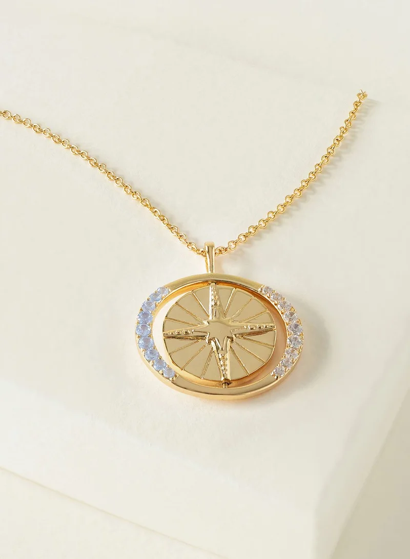 Wanderlust + co North Star Spinning Pendant Necklace