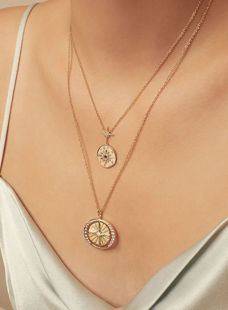 Wanderlust + co North Star Spinning Pendant Necklace