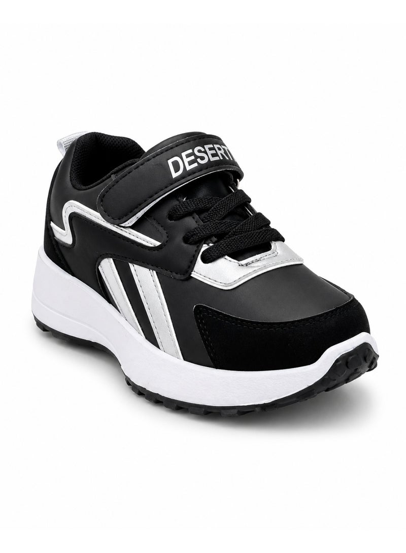 Junior Fashion Leather Sneakers – Bold Side Color Block