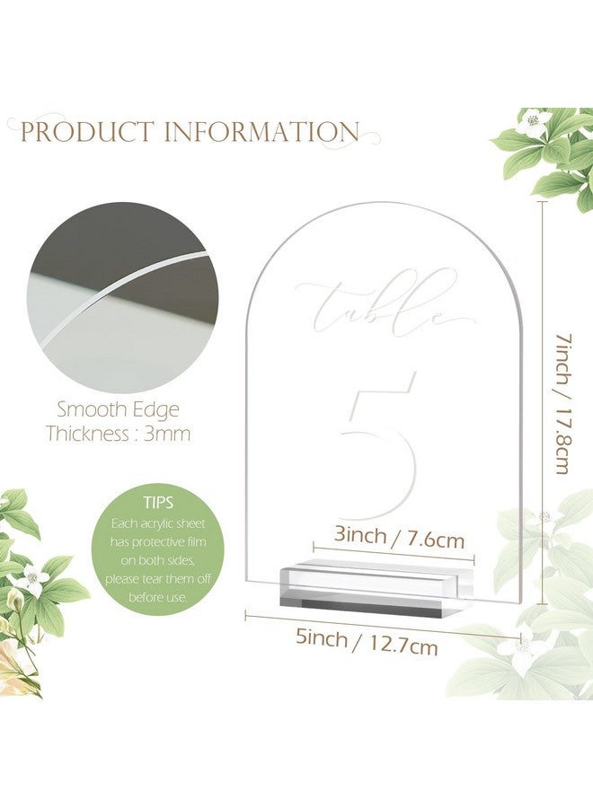 JINMURY Clear Arch Table Numbers for Wedding, 5x7 Inch Arched Acrylic Table Numbers 1-10 with Acrylic Stands, Clear Acrylic Arch Tabletop Sign with Holder for Centerpiece, Reception, Party, Event - Image 2
