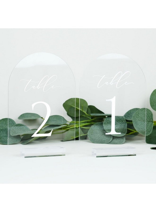 JINMURY Clear Arch Table Numbers for Wedding, 5x7 Inch Arched Acrylic Table Numbers 1-10 with Acrylic Stands, Clear Acrylic Arch Tabletop Sign with Holder for Centerpiece, Reception, Party, Event - Image 3