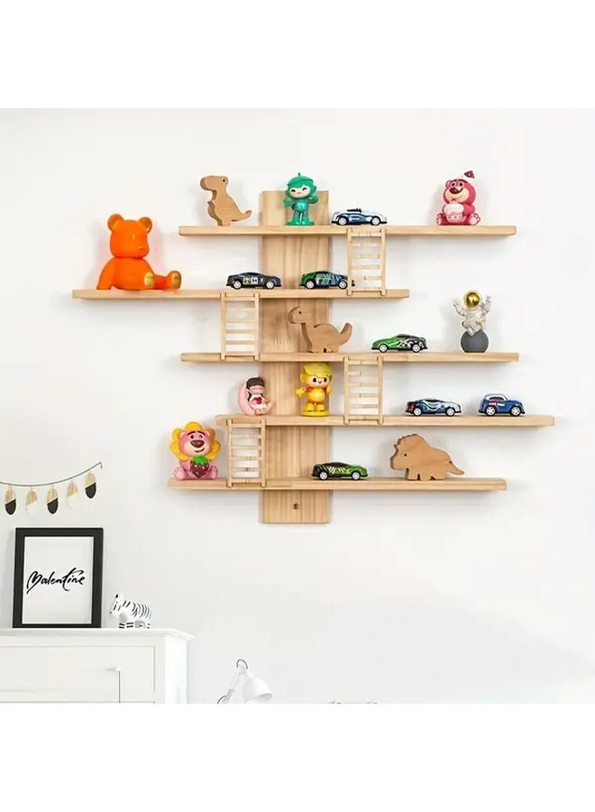 رفرف حائط خشبي متعدد المستويات منظف للزينة - Image 4