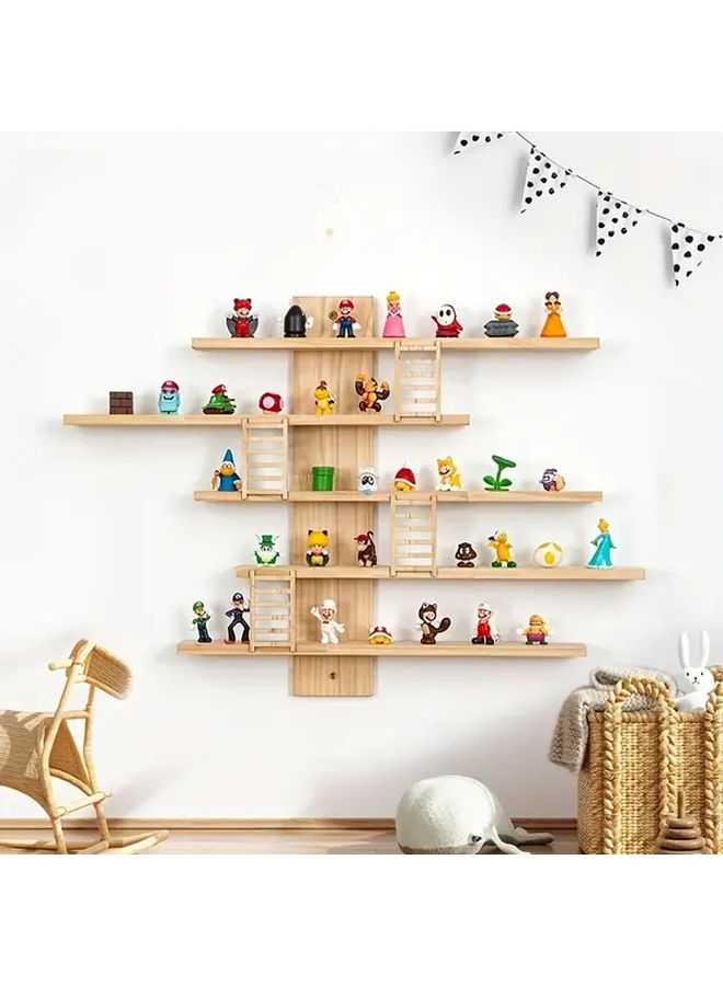رفرف حائط خشبي متعدد المستويات منظف للزينة - Image 2