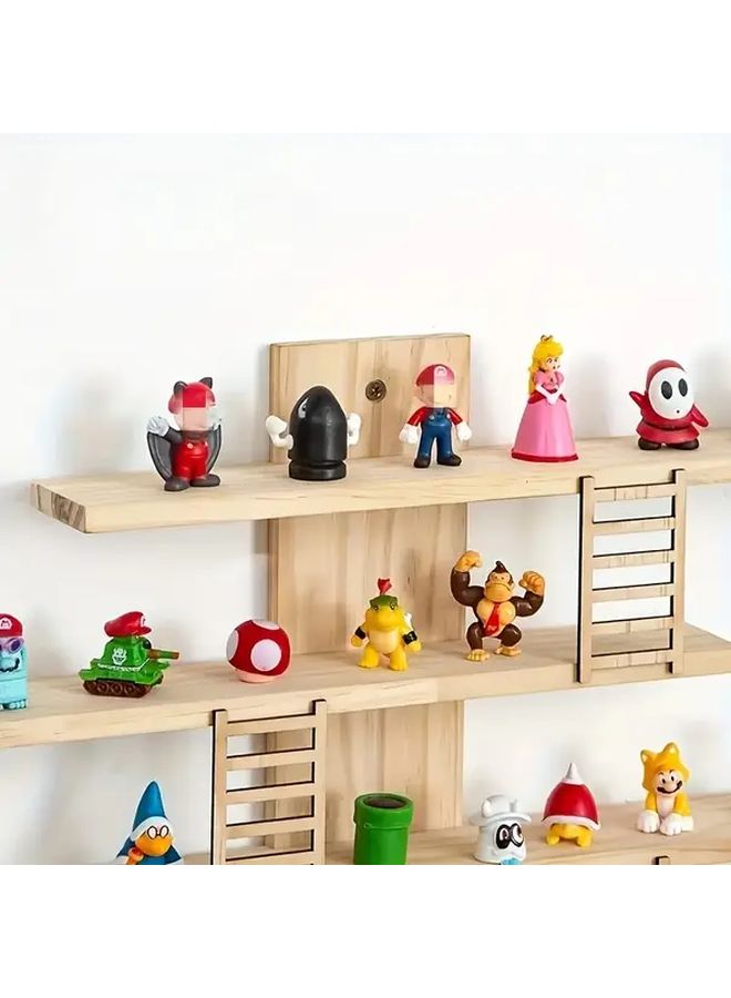 رفرف حائط خشبي متعدد المستويات منظف للزينة - Image 5