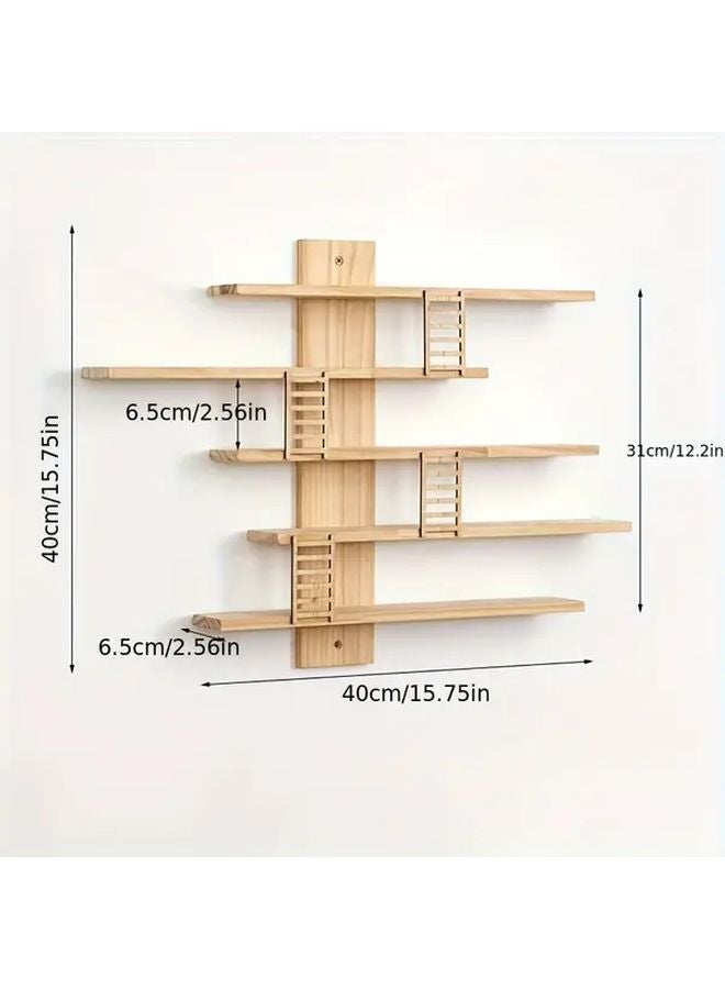 رفرف حائط خشبي متعدد المستويات منظف للزينة - Image 3