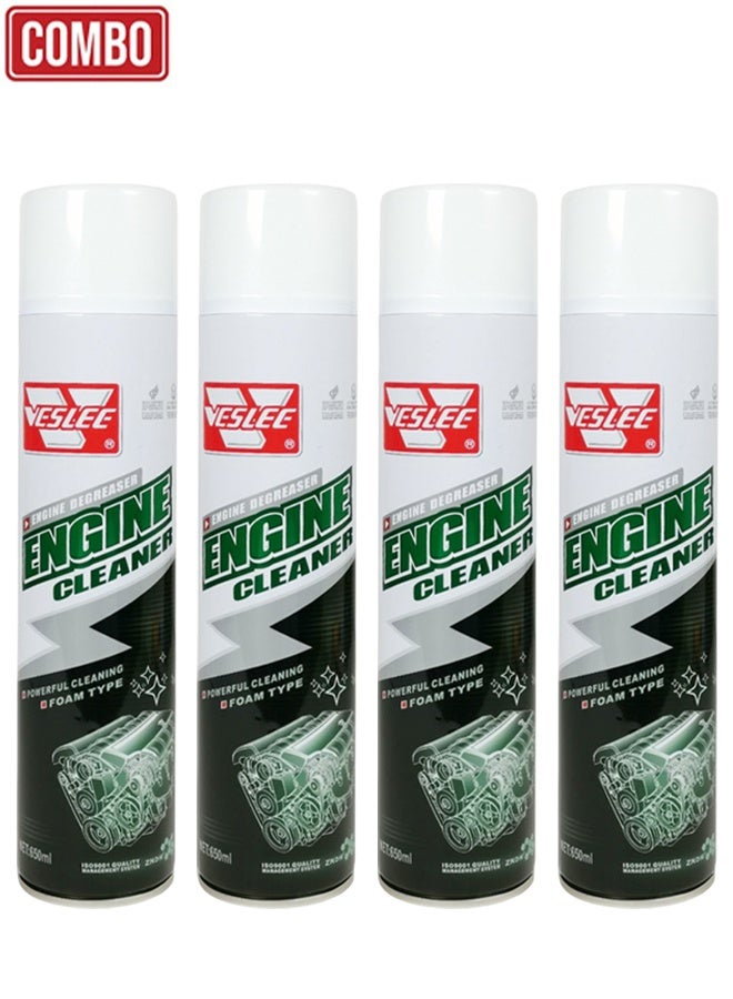 VESLEE Combo - Buy 4pcs VESLEE Engine Degreaser Cleaner 650ml Heav Duty Foam Type Engine Cleaner for Cars, Bikes, Trucks & Machinery Removes Oil, Grease, Dirt, Grime, and Rust – Fast Action Spray for Engine Bay Maintenance - Image 1