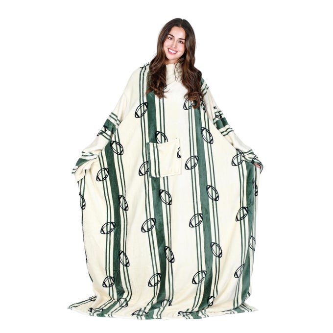 FLEECE WEARABLE BLANKET WITH SLEEVES FULL BODY THROW READING WRAP TV BLANKETS BED SOFA AND COUCH SNUGGLE GIFT FOR ADULT WOMEN MEN MOM GRANDMA