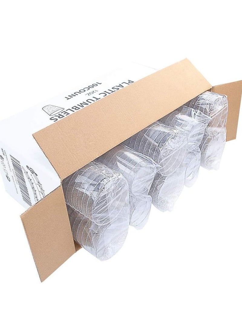 Excefore Plastic Cups, 25 Count 10 oz Silver Glitter Clear Plastic Cups Tumblers, Hard Plastic Disposable Cups For Wedding Glasses Plastic Party Cups, Clear Plastic Cups Tumblers, Wedding, Party Cups - Image 5