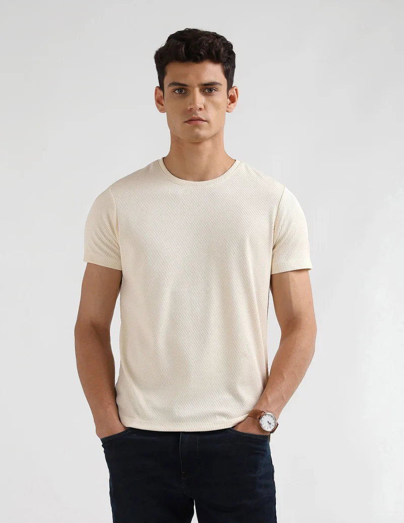 Arrow Regular Fit Textured T-Shirt