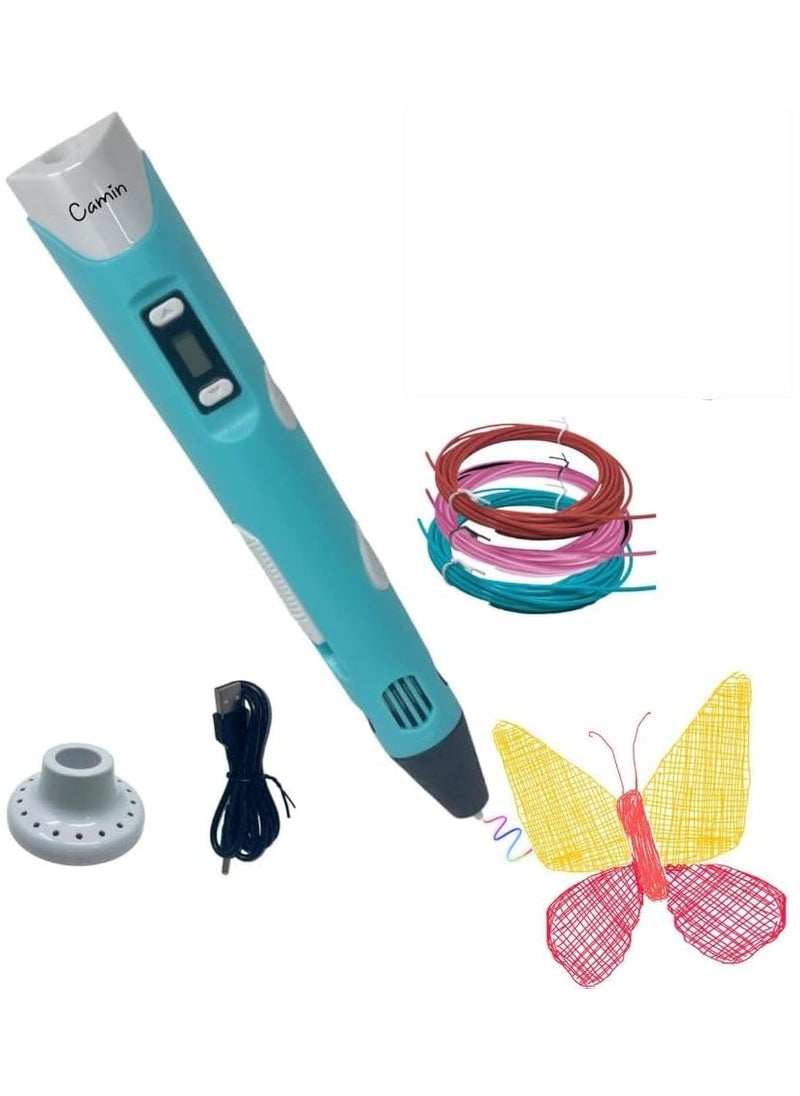 Camin 3D Pen with USB Cable 3D Pen for Kids 3D Pen with 3 175MM PLA Filaments 10m Each 3D Printing Pen Drawing Toy 3D Printing Pen Perfect for DIY and Crafting with USB Cable 