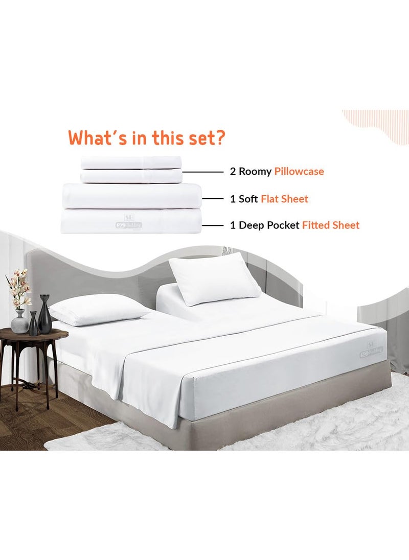 SGI bedding SGI bedding 36"" Queen Split Top Flex Head Sheet 100% Egyptian Cotton Sheet Set - 600 Thread Count Flex Top Sheet Adjustable Bed - 4 Piece Sheet Set 18"" Deep Pocket Sleep Number Bed - White Solid  - Image 2