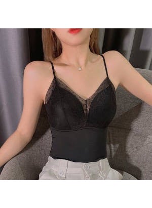 Generic - Summer Ice Silk U-back Seamless Fixed Cup Bras Womens Anti-exposure Outer Wear Lacetankvest Viscose Material Tube Tops Fairy White - Image 1