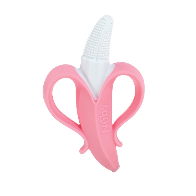 Nuby NanaNubs Banana Massaging Toothbrush - Baby Teething Toy - 3+ Months - Pink - Image 1