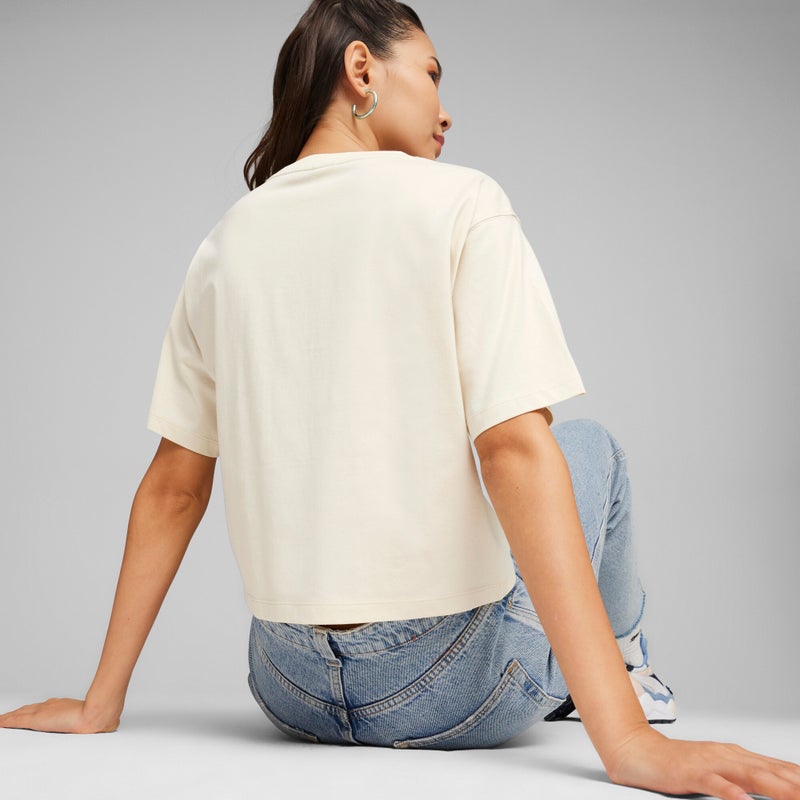 PUMA TEAM Womens Off-White Relaxed T-shirt - Image 2