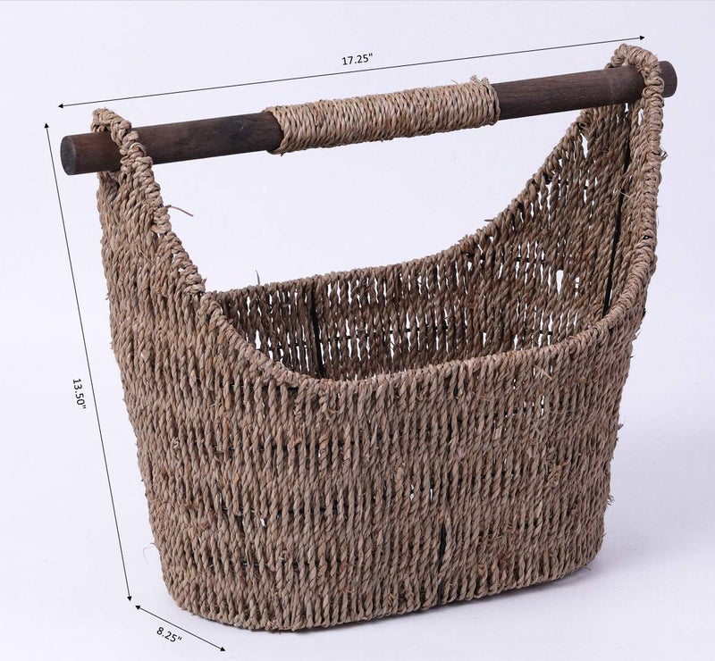 Vintiquewise Free Standing Magazine and Toilet Paper Holder Basket with Wooden Rod - Image 3