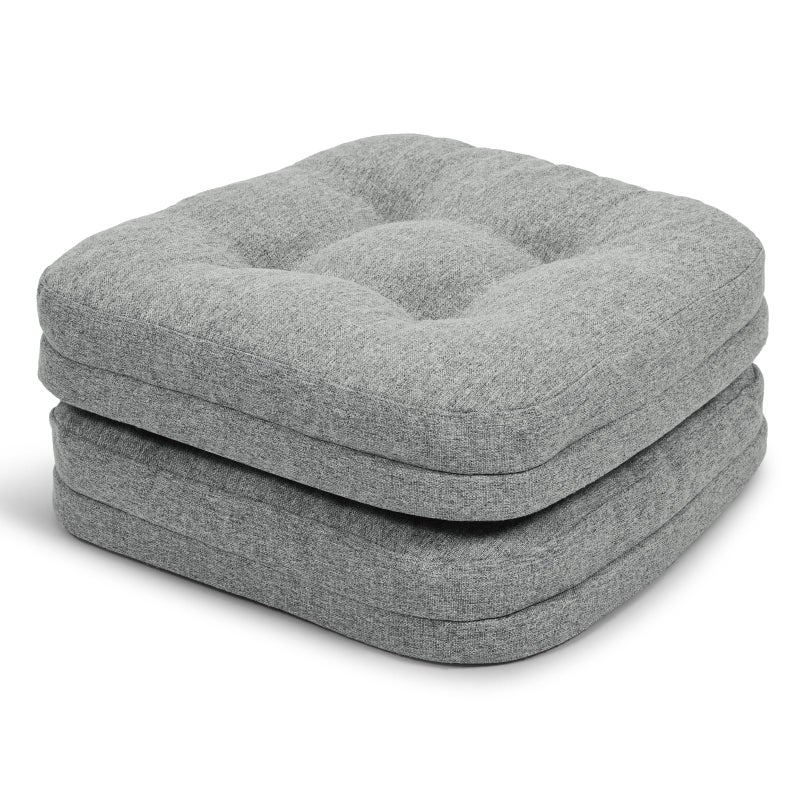 baibu Set of 2 Dining Chair Cushions DualLayer Patent Design Memory Foam Kitchen Chair Cushions NonSlip Seat Pads with Ties 165 x 165 x 35in 2 Pack Light Grey