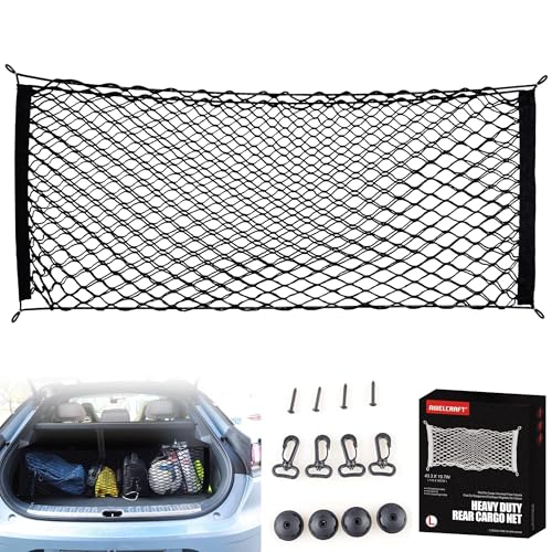 AWELCRAFT Car Rear Cargo Net Adjustable Elastic Storage Organizer Net Trunk Cargo Storage Net Universal Fit for Car Vehicle SUV - Image 1