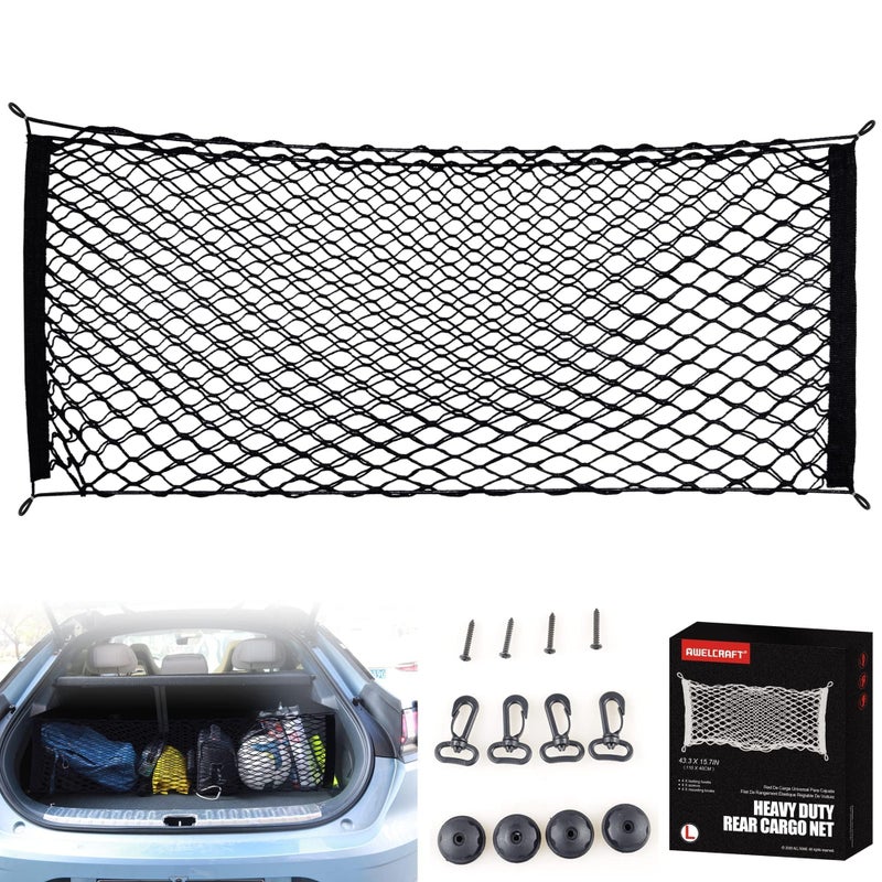 AWELCRAFT Car Rear Cargo Net Adjustable Elastic Storage Organizer Net Trunk Cargo Storage Net Universal Fit for Car Vehicle SUV - Image 3