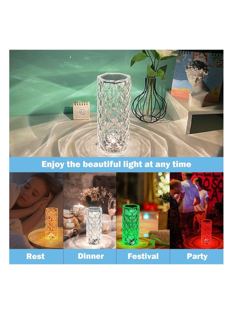 NIBEMINENT Table Lamp 16 Colors Adjustable, 6 Brightness, Crystal for Bedroom Living Room, Bedside Lamp, Nightstand Light with USB-C Charing Touch and Remote Control - Image 4