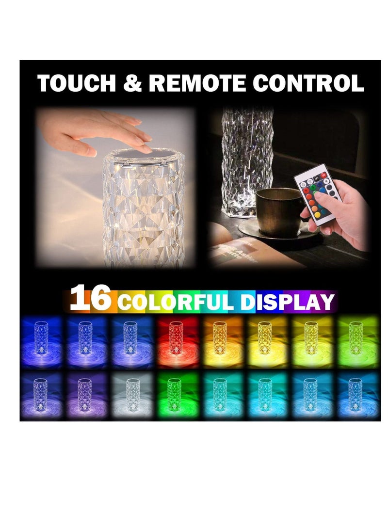 NIBEMINENT Table Lamp 16 Colors Adjustable, 6 Brightness, Crystal for Bedroom Living Room, Bedside Lamp, Nightstand Light with USB-C Charing Touch and Remote Control - Image 5