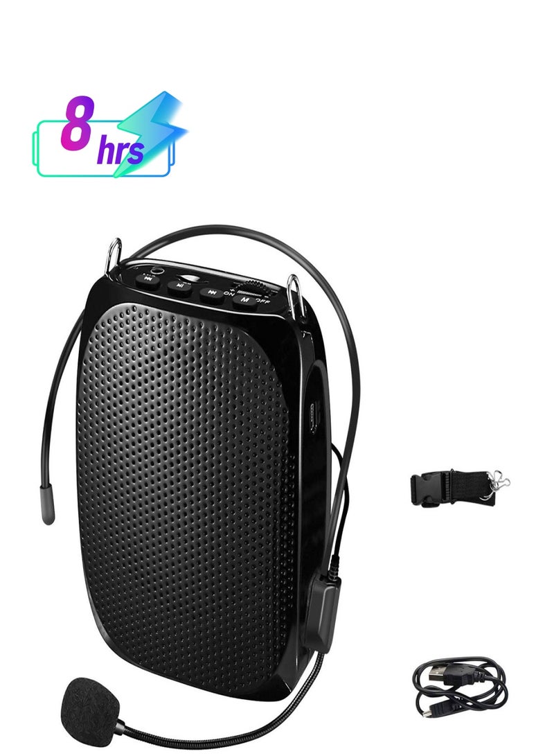 Portable Wireless Voice Amplifier with Wired Microphone Headset, Ideal for Teachers, Coaches, Presentations, Tours, and Training, Supports MP3 Audio Format - Image 1