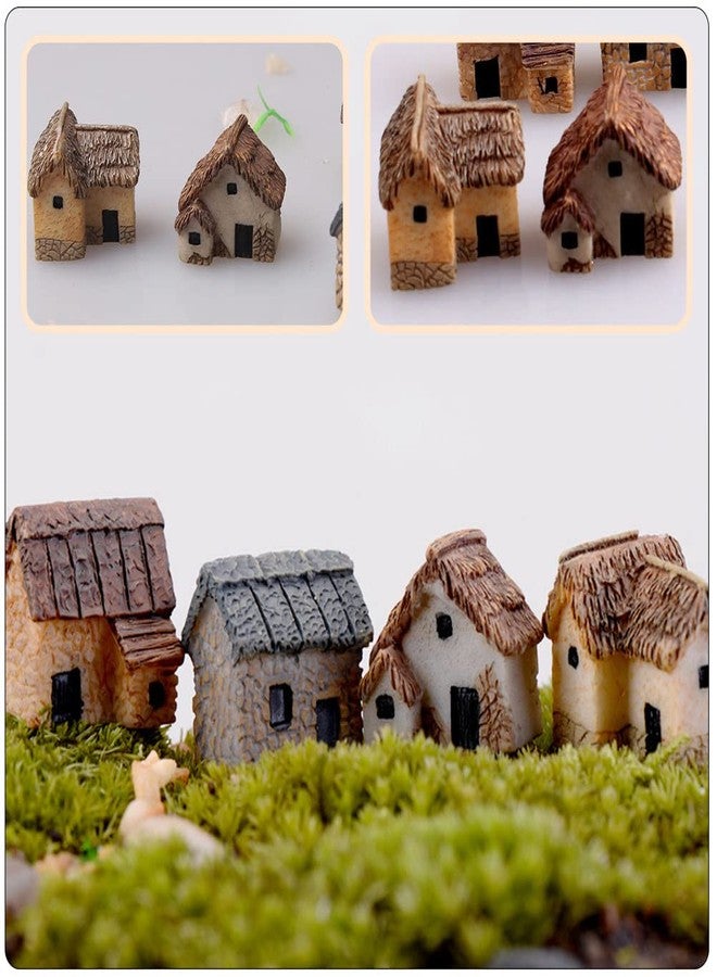 MHFOOU 12 Pieces Miniature Fairy Garden Stone House, Resin Moss Fairy Mini Fairy Cottage House, Mini Fairy Stone Cottage Tiny House for Home Decoration Outdoor Décor - Image 5