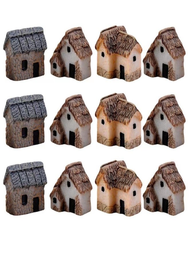 MHFOOU 12 Pieces Miniature Fairy Garden Stone House, Resin Moss Fairy Mini Fairy Cottage House, Mini Fairy Stone Cottage Tiny House for Home Decoration Outdoor Décor - Image 1