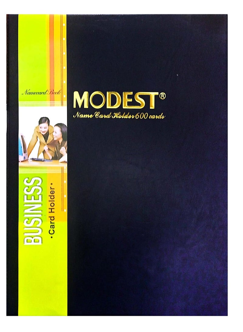 MODEST Business card Holder 600 Cards Hard Cover Black - Image 1