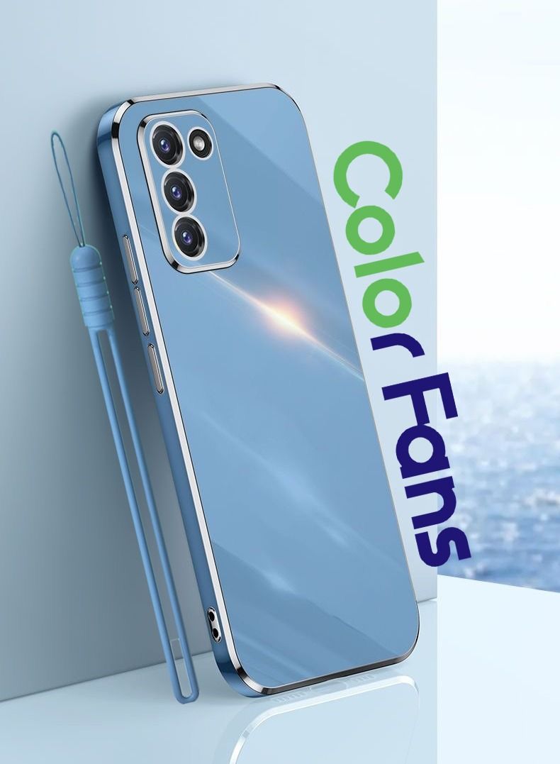 Color Fans Mobile Phone Case for Samsung S20 FE 5G Electroplated Protective Case Gold-Blue