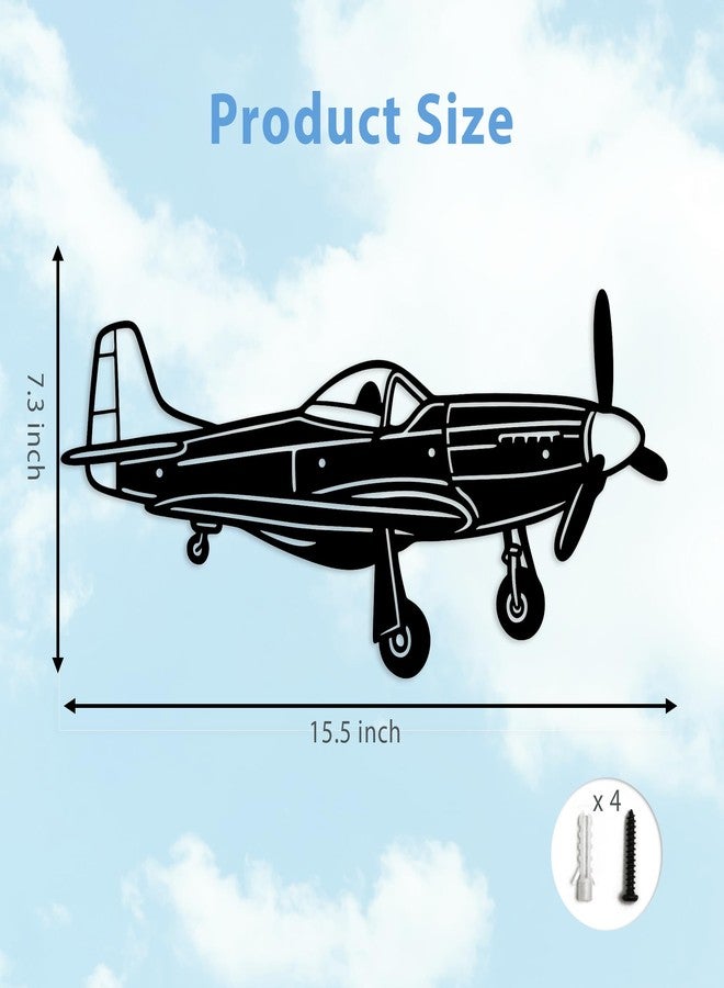 Chordwave Airplane Wall Art Classic Retro Metal Airplane Wall Decor, Aviation Decor & Wall Art Sculpture, Perfect Aviation Gifts & Boys Room Decor, P-51 Mustang Fighter - Image 2