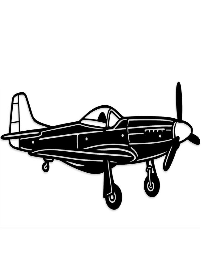 Chordwave Airplane Wall Art Classic Retro Metal Airplane Wall Decor, Aviation Decor & Wall Art Sculpture, Perfect Aviation Gifts & Boys Room Decor, P-51 Mustang Fighter - Image 1