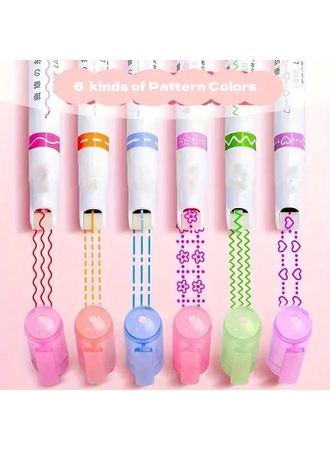6 Pcs Floral Contour Pens Set Fine And Curved Tips Precise Note Taking Marking Colorful Creations Durable PVC Material Ergonomic Design Long Lasting Ink Flow - Image 1