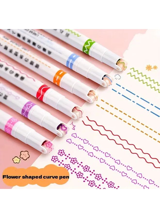 6 Pcs Floral Contour Pens Set Fine And Curved Tips Precise Note Taking Marking Colorful Creations Durable PVC Material Ergonomic Design Long Lasting Ink Flow - Image 2