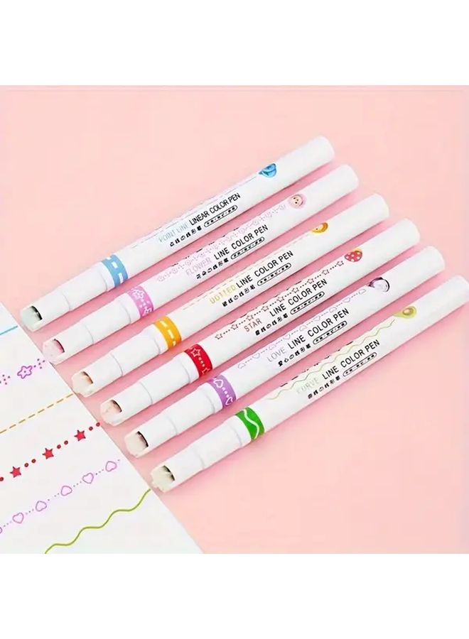 6 Pcs Floral Contour Pens Set Fine And Curved Tips Precise Note Taking Marking Colorful Creations Durable PVC Material Ergonomic Design Long Lasting Ink Flow - Image 4