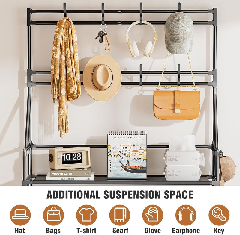 OYREL Shoe Rack 7 Tier Shoe Racks Organizer 28-35 Pairs Shoes Rack for Closet Entrance Shoe Storage Organizer with Hooks and Side Pocket Entryway Shoe Holder Space Saving Free Standing Shoe Racks - Image 4