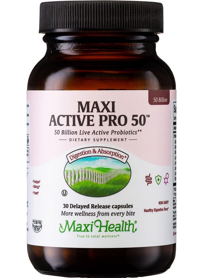 Maxi Health Probiotic Plus Ultimate Prebiotic Advanced Live Probiotics Formula - 50 Billion Live Active Probiotic - 15 Strains - Ultra Protection - Active Pro-50-30 Count - Image 1