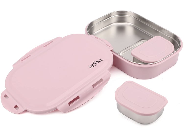 HOOM Insulated 304 Stainless Steel Made hot case Lunch Box with Steel Chutney Container Inside, for Office, College and School, 1.5L, Pink - Image 2
