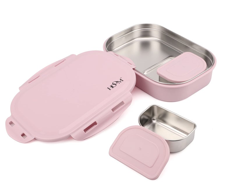HOOM Insulated 304 Stainless Steel Made hot case Lunch Box with Steel Chutney Container Inside, for Office, College and School, 1.5L, Pink - Image 3