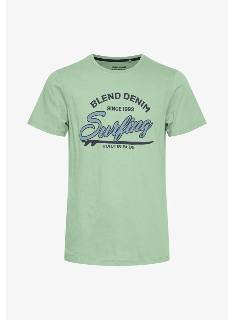 Blend Men's Graphic Surfing T-Shirt - Sage Green - Image 1