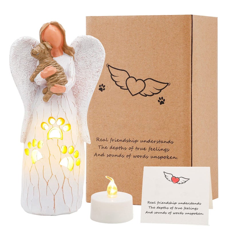 BEARAE Loss of Dog Sympathy Gift Dog Memorial Gifts Pet Loss Candle Holder Figurine Statue Dogs Passing Away Remembrance Gifts Puppy Angel Figurine Bereavement for Pet Owners