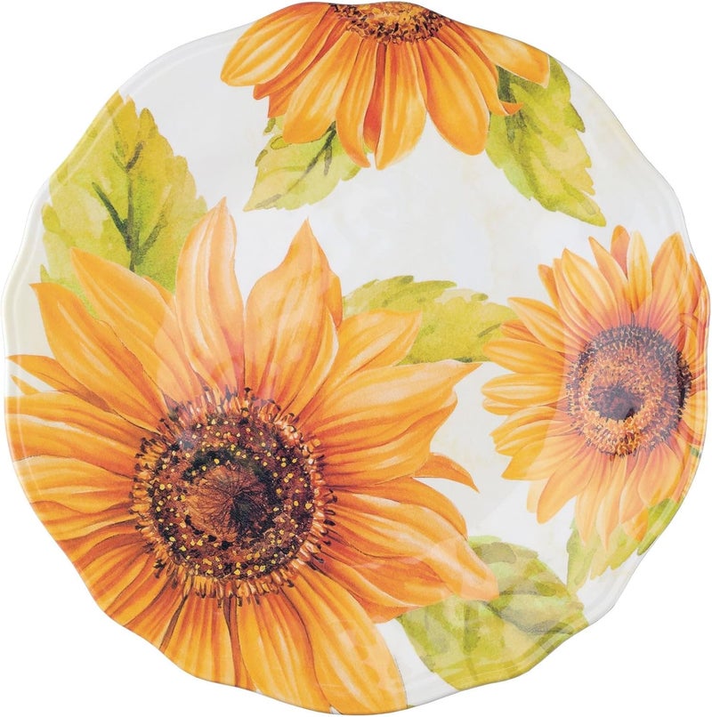 UPware Sunflower Melamine Salad Plate Set Flower Shaped Plates for Risotto Pasta and Salad BPAFree Dishwasher Safe Yellow 875 Inch Set of 6 - Image 4