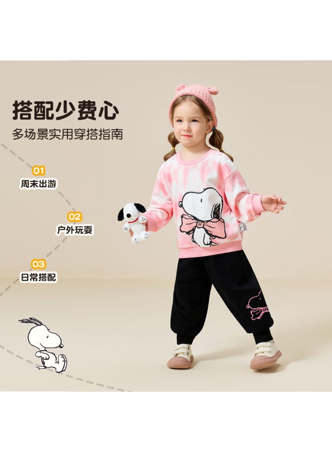 Snoopy Girls' Kids' Antibacterial Casual Sweatshirt Baby Outing Clothes Tie-dye Butterfly Light Pink
