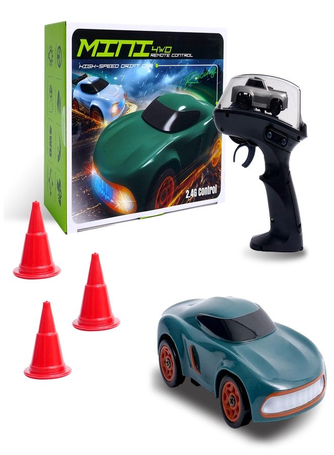 QAONIE Mini RC Car, 1:64 Scale Supercar, Toy Car & Remote Control Integrated Design, 26km/h High Speed, Two Large Batteries for 50 Minutes, Fun MINI RC Vehicle. (Green) - Image 1