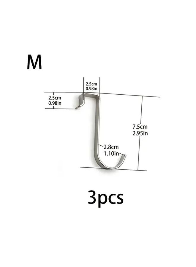 3Pcs Silvery No Drill Wall Hooks Heavy Duty Rust Resistant Kitchen Organizer - Image 5