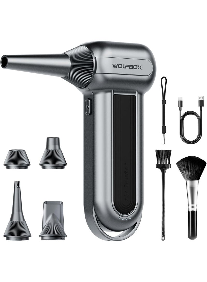 وولف بوكس منفاخ الهواء الكهربائي WALFBOX MegaFlow100 بقوة فائقة تصل إلى 150000 دورة في الدقيقة، قابل للتعديل بثلاث سرعات، لاسلكي، مزود بمحرك بدون فرش قابل لإعادة الشحن، مناسب لأجهزة الكمبيوتر، ولوحات المفاتيح، والمنازل، والسيارات، والأماكن الخارجية. - Image 1