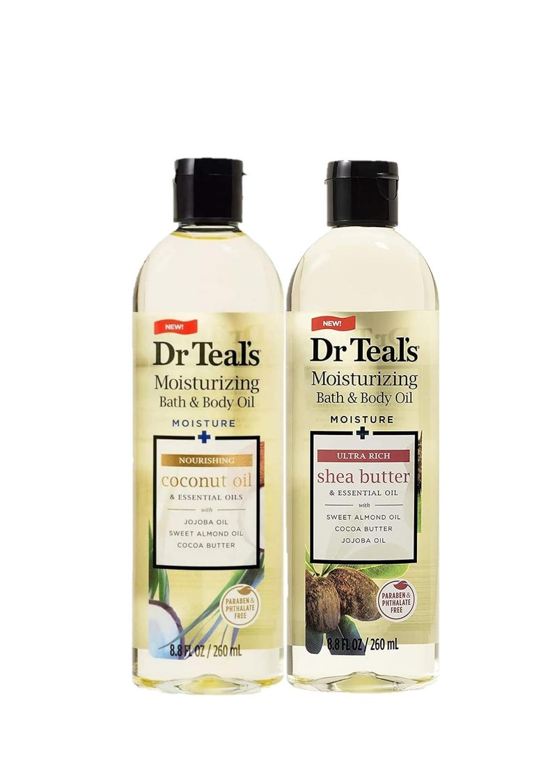 Dr. Teals Dr. Teals Bath & Body Oil Variety Gift Set (2 Pack, 8.8oz Ea.) - Ultra Rich Shea Butter & Nourishing Coconut Oil - Essential Oils Hydrate Skin & Alleviate Daily Stress - At Home Spa Kit  - Image 1