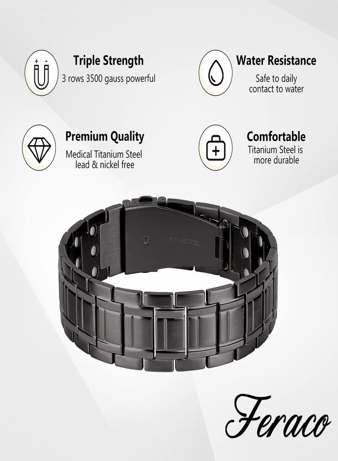 Feraco 3x Titanium Steel Bracelet for Men, Ultra Powerful 3500 Gauss, Wristband Brazaletes for Anniversary, Adjustable Size&jewelry Gift Box (Gray-new) - Image 5