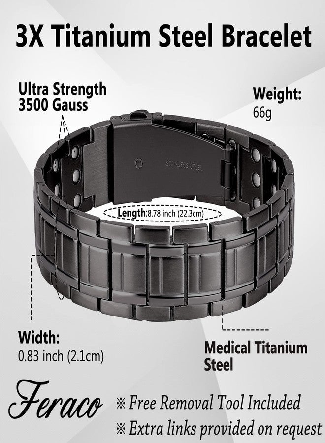 Feraco 3x Titanium Steel Bracelet for Men, Ultra Powerful 3500 Gauss, Wristband Brazaletes for Anniversary, Adjustable Size&jewelry Gift Box (Gray-new) - Image 4